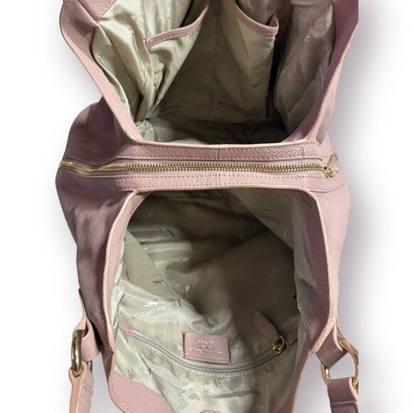 Paul Costelloe Mauve Pink Genuine Leather Large Hobo Bag‎ Retro Handbag - Picture 5 of 9